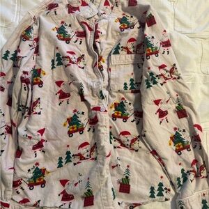 Festive Santa Print Pajama Top